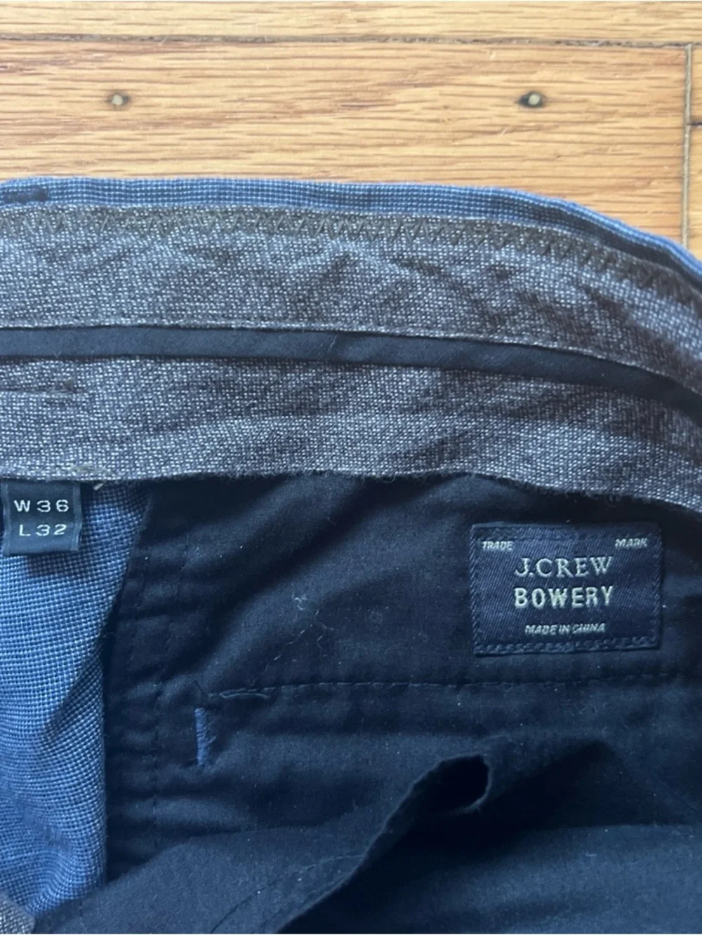 J Crew Chino Pants Men’s 36x32 Slim Bowery Blue Gray Linen Blend